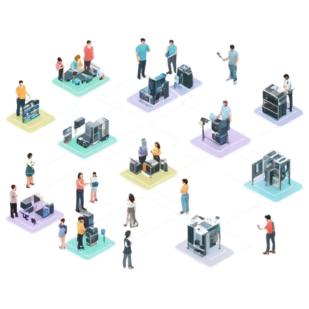 Highly-Organized-Isometric-PNG-Image-of-a-Technology-Landscape-with-Individuals-on-Technology-Stacks