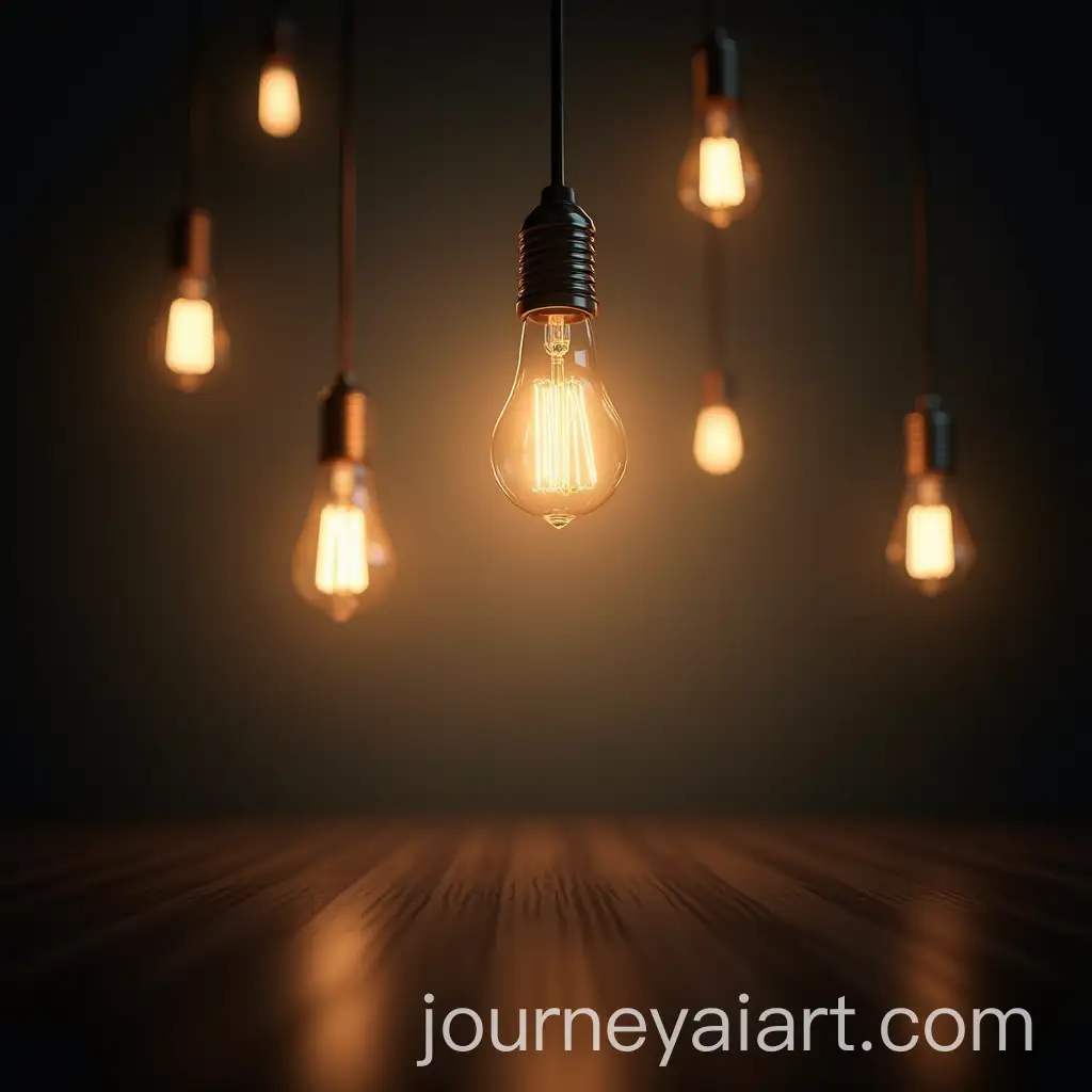 Glowing-Lightbulbs-Representing-Fleeting-Ideas-in-a-Room