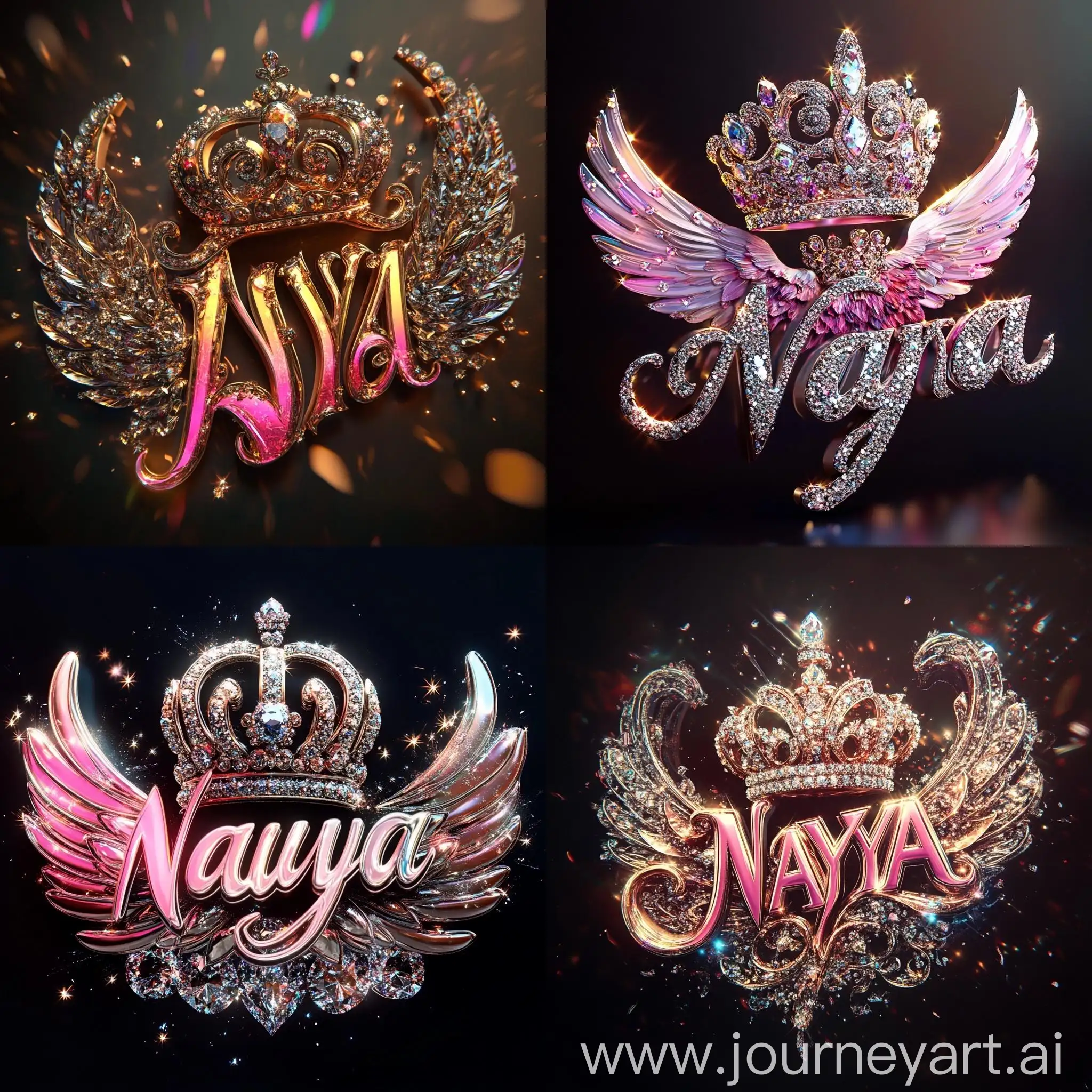 Elegant-3D-Typography-Navya-with-Crown-Diamonds-and-Angel-Wings