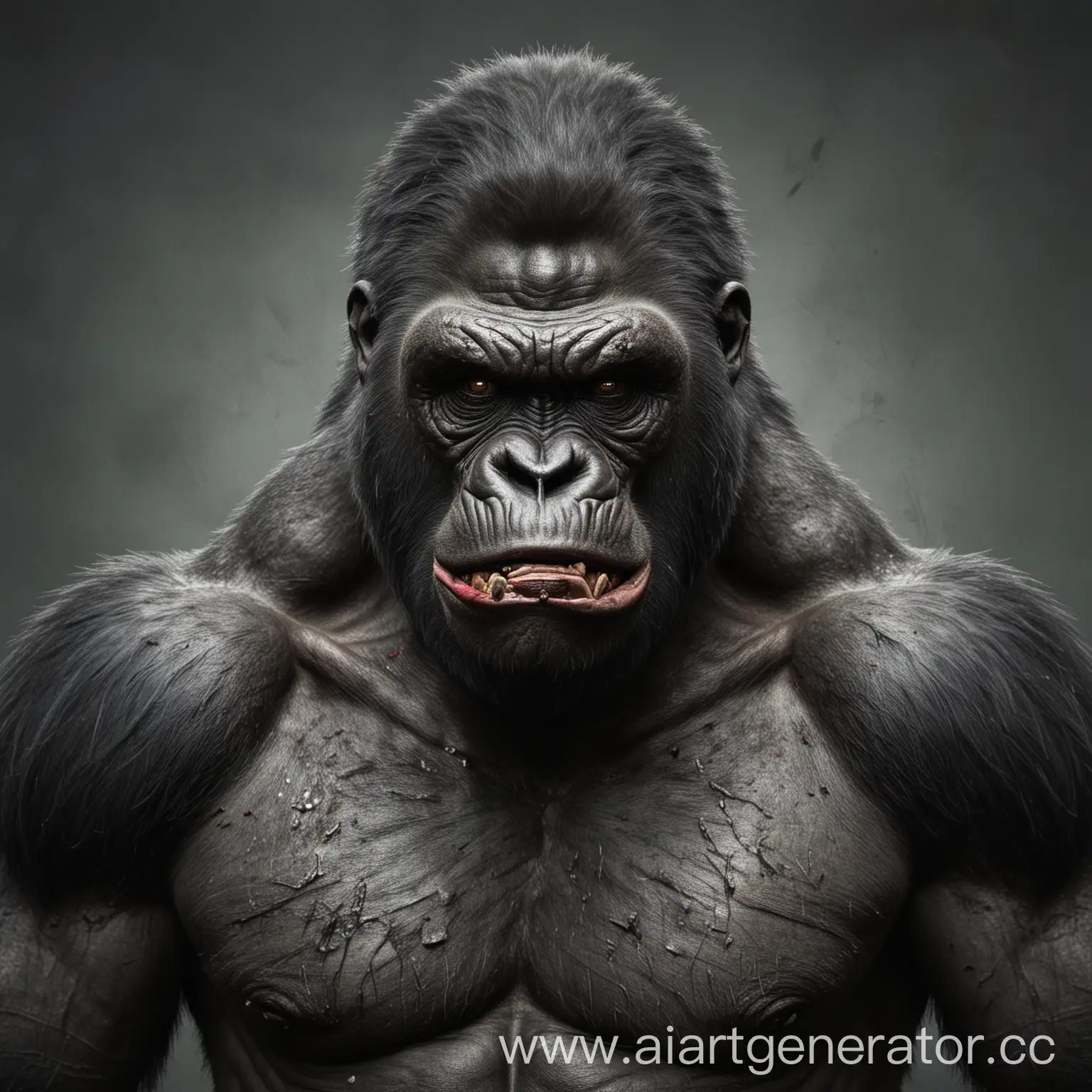 Powerful-Gorilla-Portrait-in-Brutal-Style