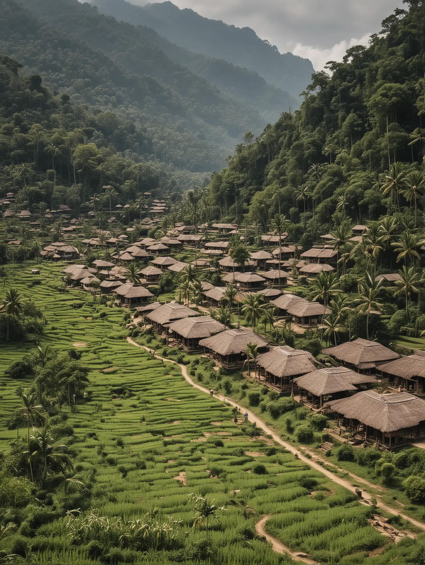 a traditional village from the ancient Majapahit era at the foot of the mountain