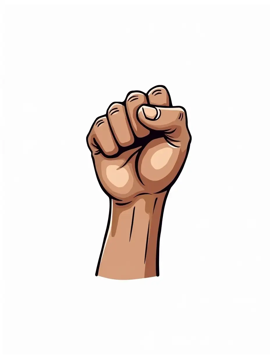 Strong-Fist-Gesture-on-White-Background