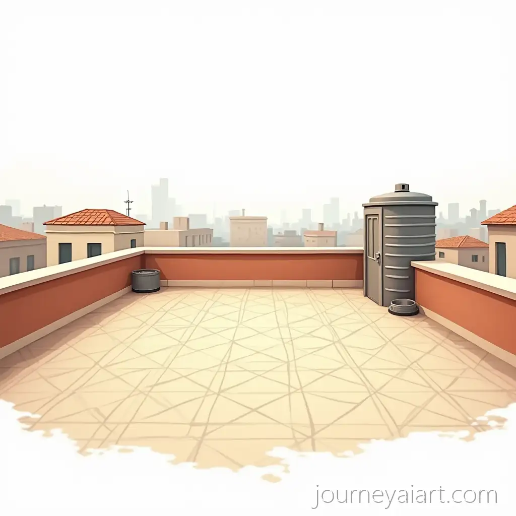 CartoonStyle-IranianAI-Image-Prompt-Expansion-Rooftop-with-Water-Tank-and-Nostalgic-Urban-Background