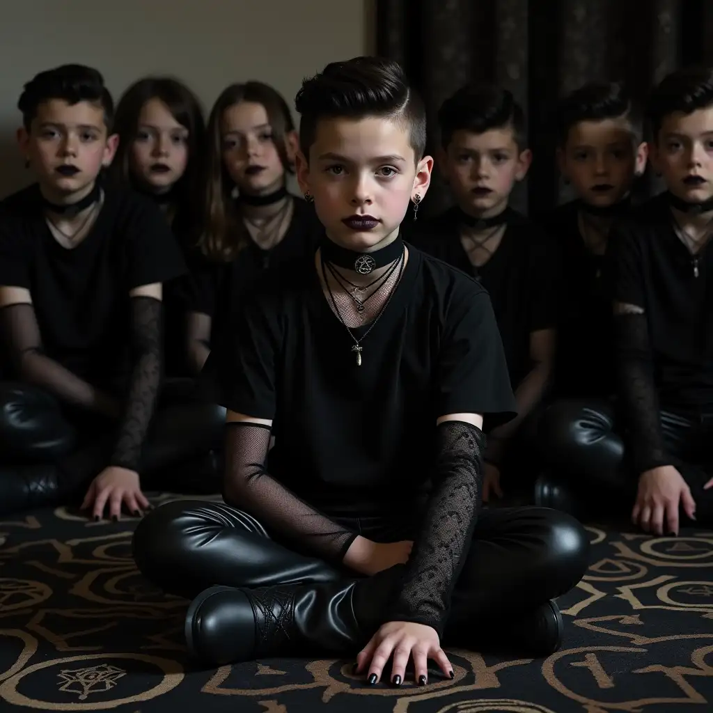 Gothic-Boy-with-Clones-Doing-Homework-in-Bedroom