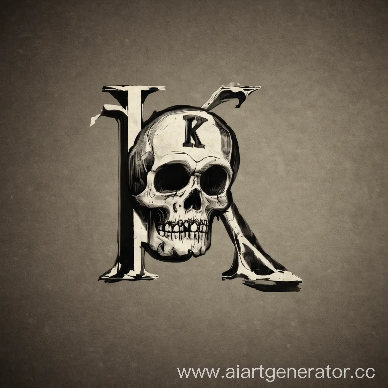 Skull-with-Letter-K-Engraving-Dark-Gothic-Art