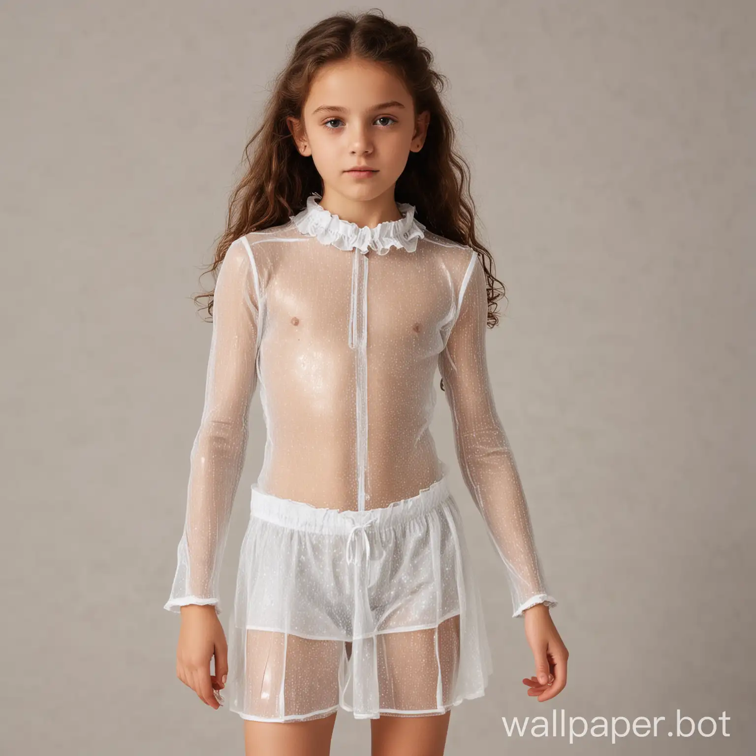 12-year-old girl in white see-through lurex