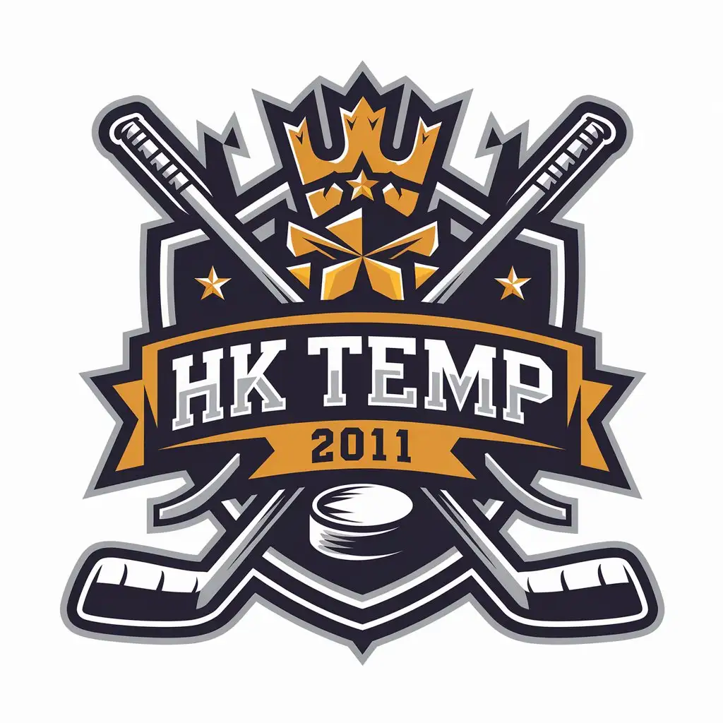 a vector logo design,with the text "HK TEMP 2011", main symbol:Hockey,complex,be used in Sports Fitness industry,clear background