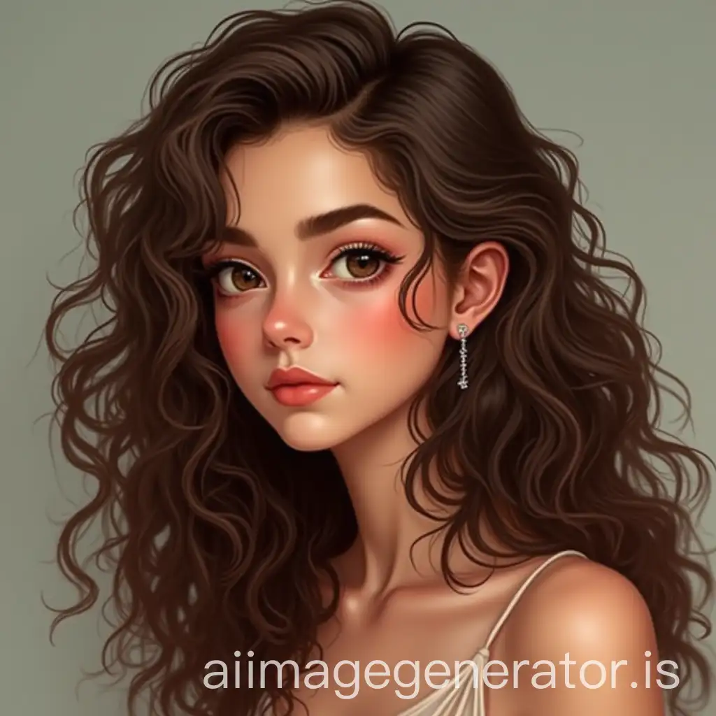 Portrait-of-a-Girl-with-Brown-Curly-Hair-and-Brown-Eyes