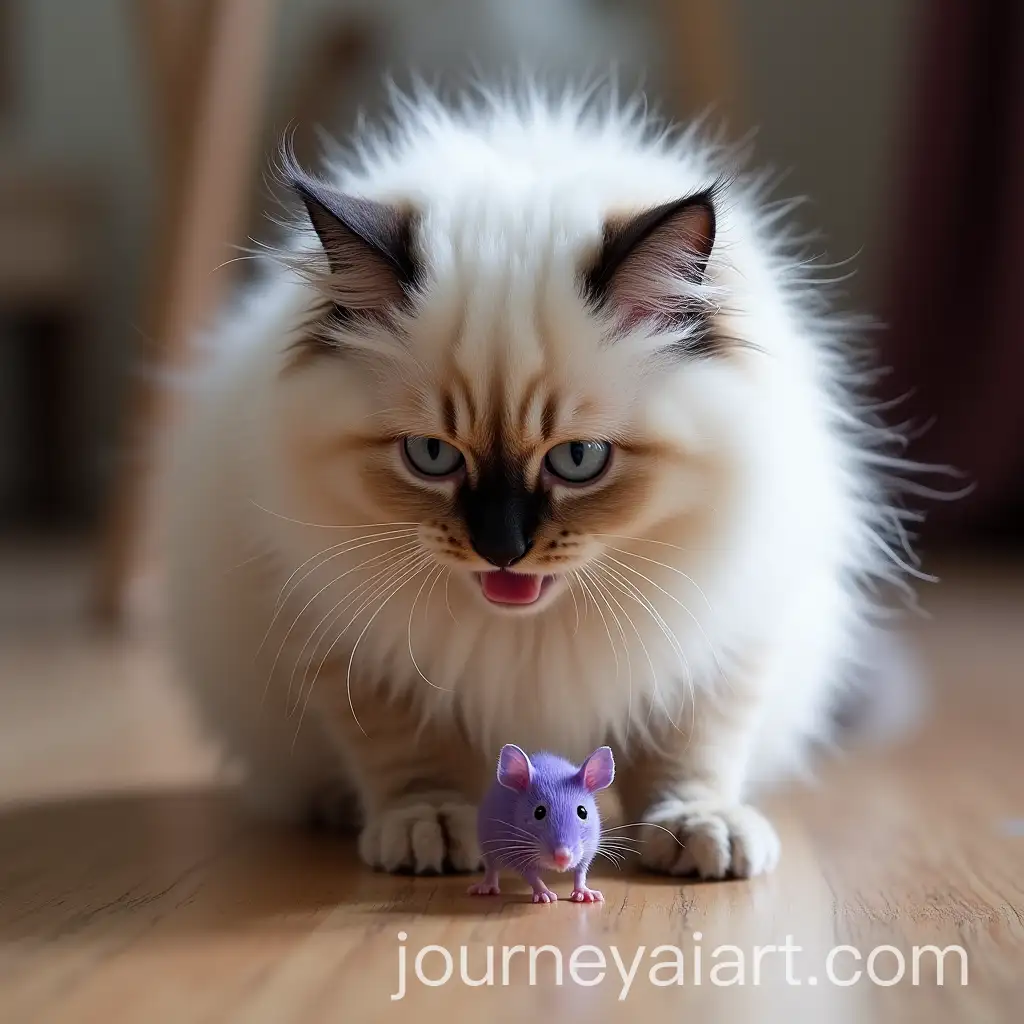 Ragdoll-Cat-Catching-Purple-Mouse