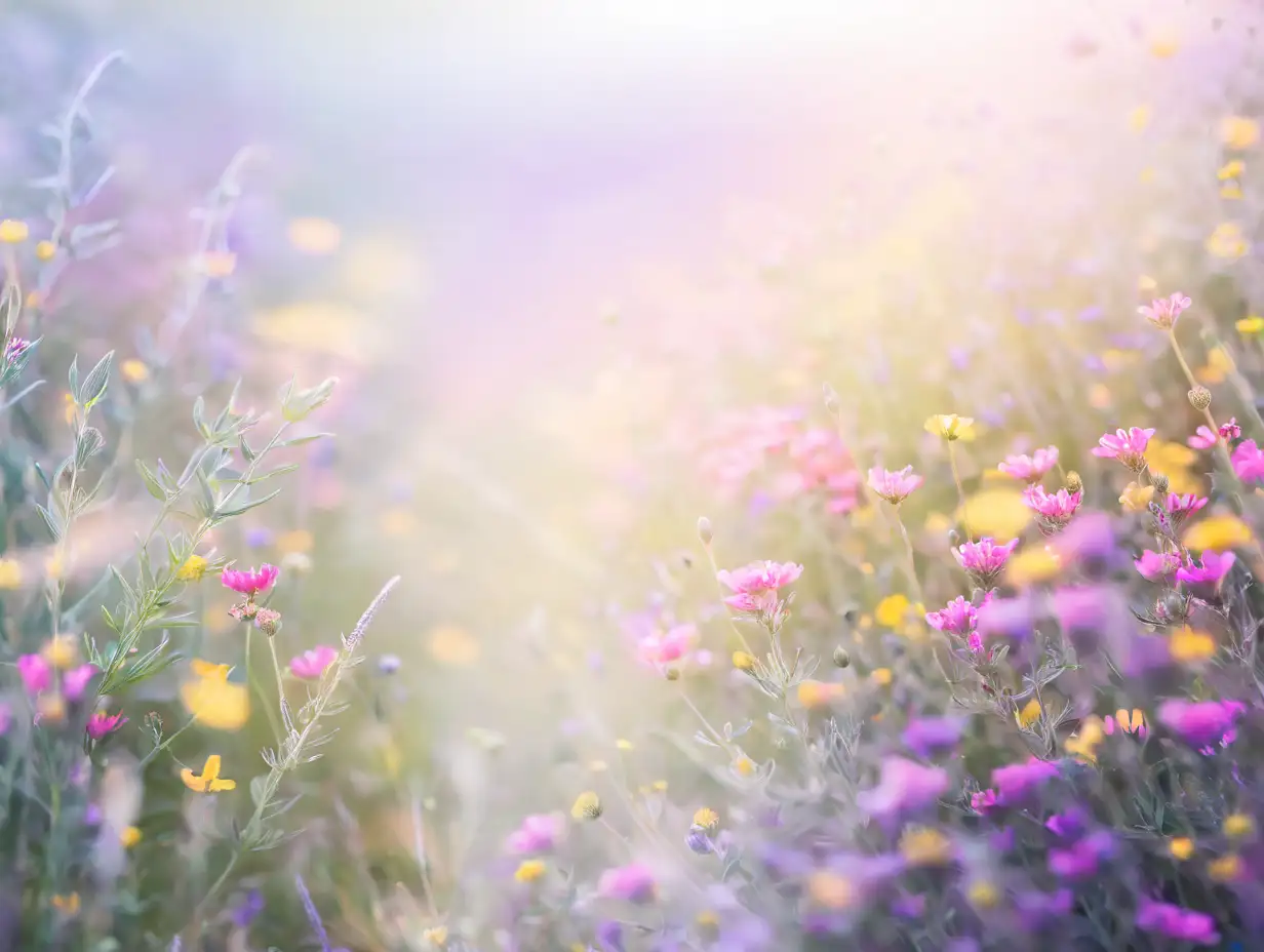 Digital Photography Background with Blurred Pink and Purple Wildflowers