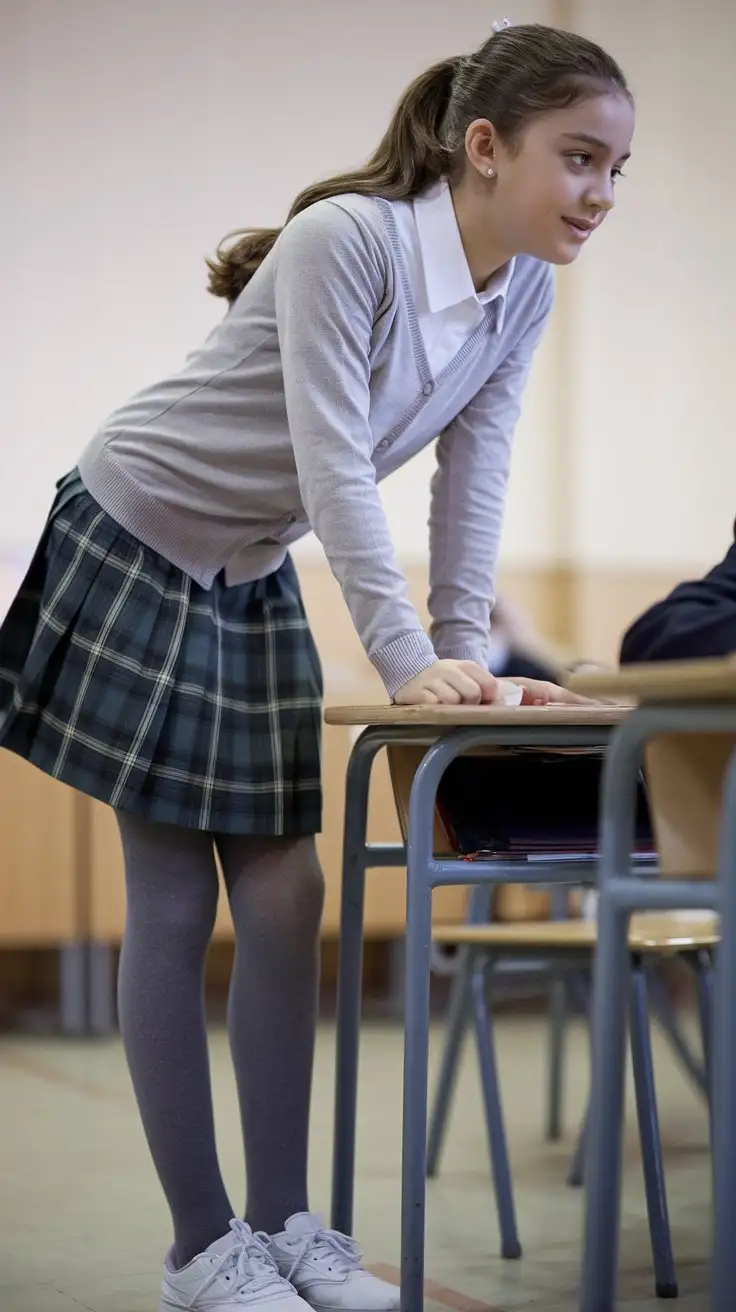 14YearOld-Turkish-Schoolgirl-in-Classroom-Uniform-Leaning-at-Desk