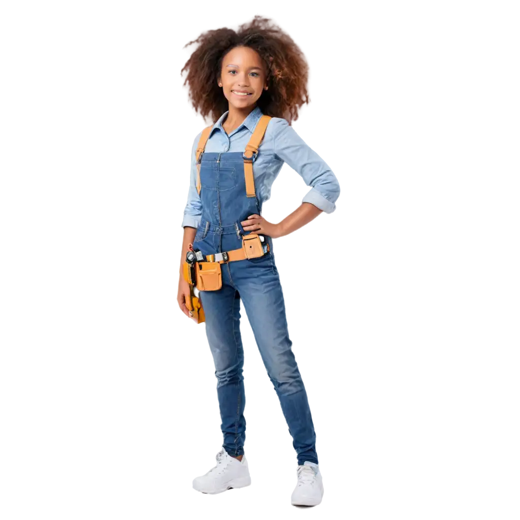 Smiling-Black-AfroAmerican-Girl-in-Construction-Outfit-PNG-HighQuality-Image-for-Various-Uses