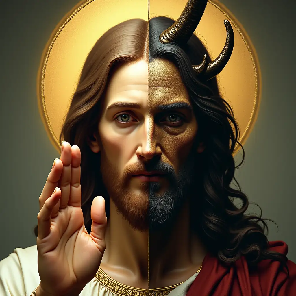 Symbolic-Duality-of-Good-and-Evil-Jesus-and-Satan-Portrait