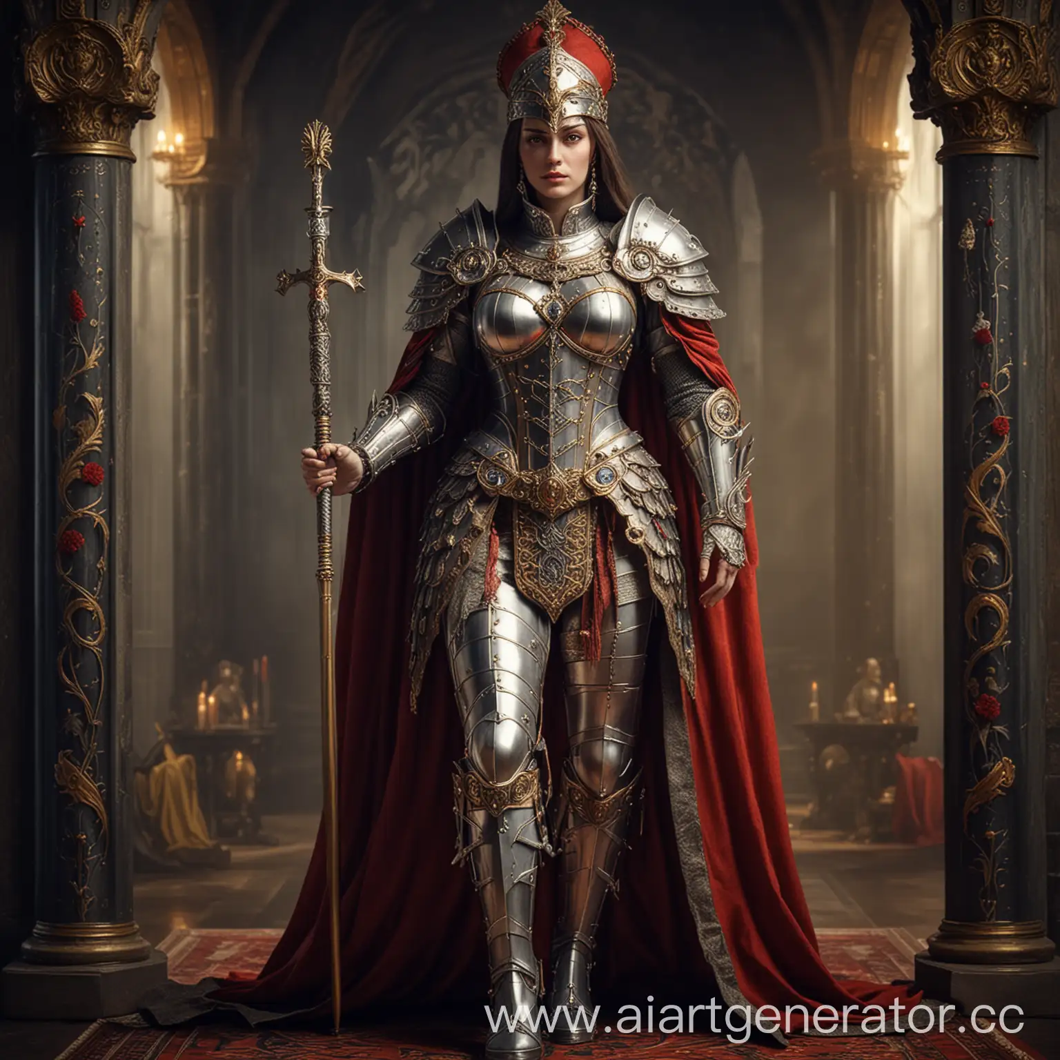 Beautiful-Woman-Commander-in-Armor-as-Tarot-Arcana-4-Emperor