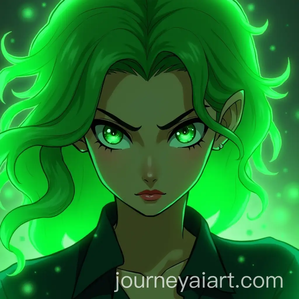 Woman-with-Enigmatic-Green-Hair-and-Intense-Gaze
