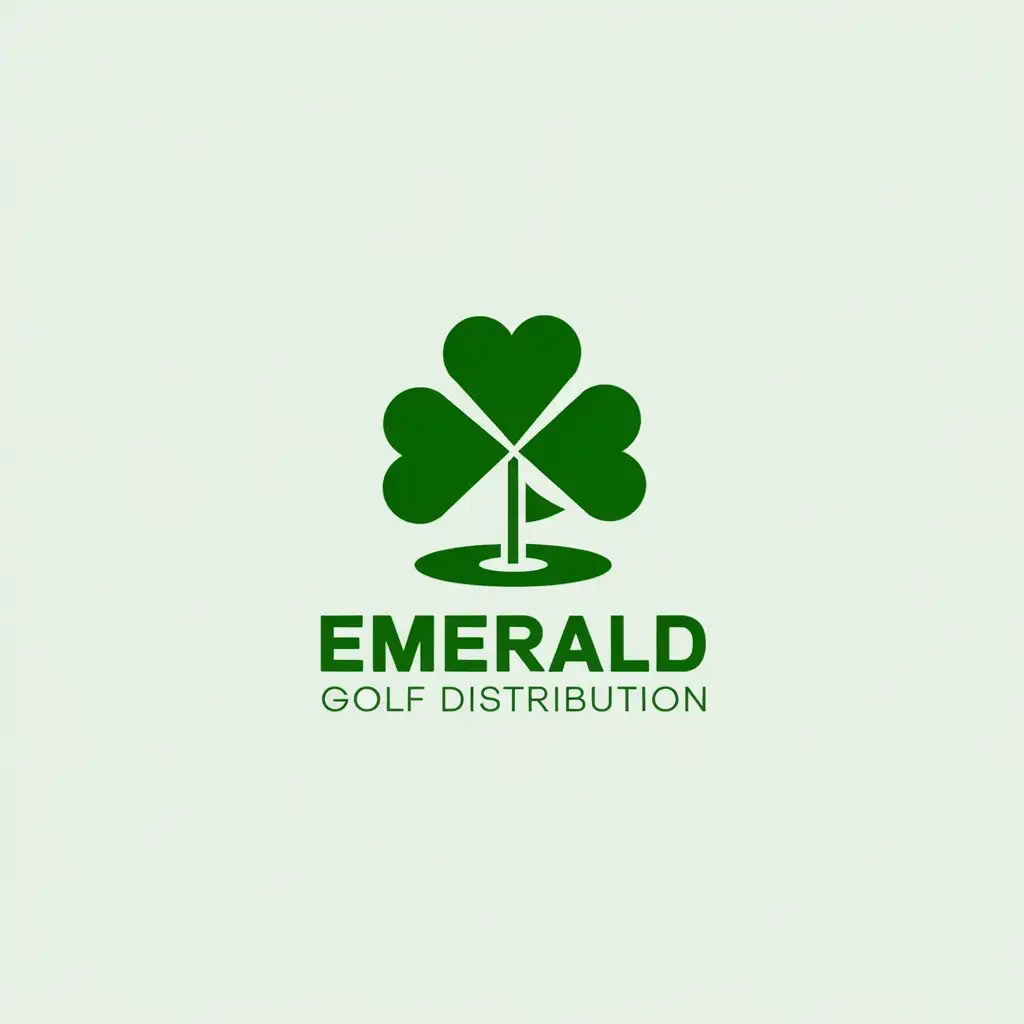 LOGO Design for Emerald Golf Distribution Minimalistic 3 Leaf Clover with Golf Flag Theme