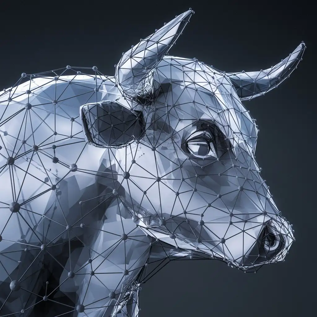 SideFacing-Bulls-Head-with-Artificial-Intelligence-Neural-Network