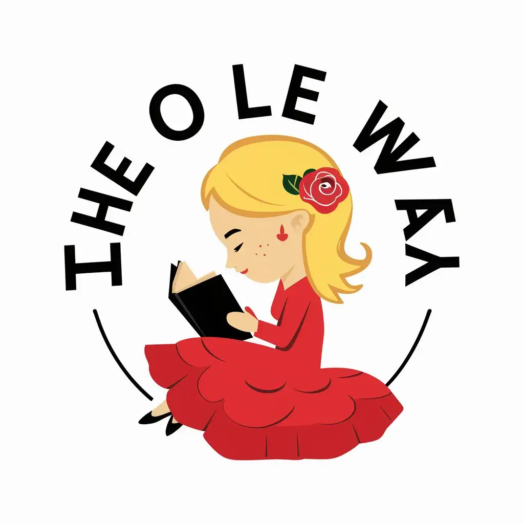 LOGO Design For The Ol Way Spanish Girl in Flamenco Dress with Rose and Book