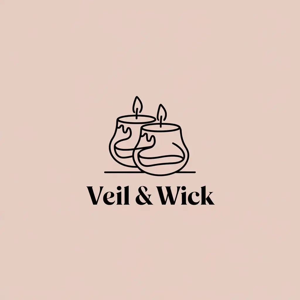 LOGO Design for Veil Wick Minimalistic Handmade Candle Theme on Clear Background