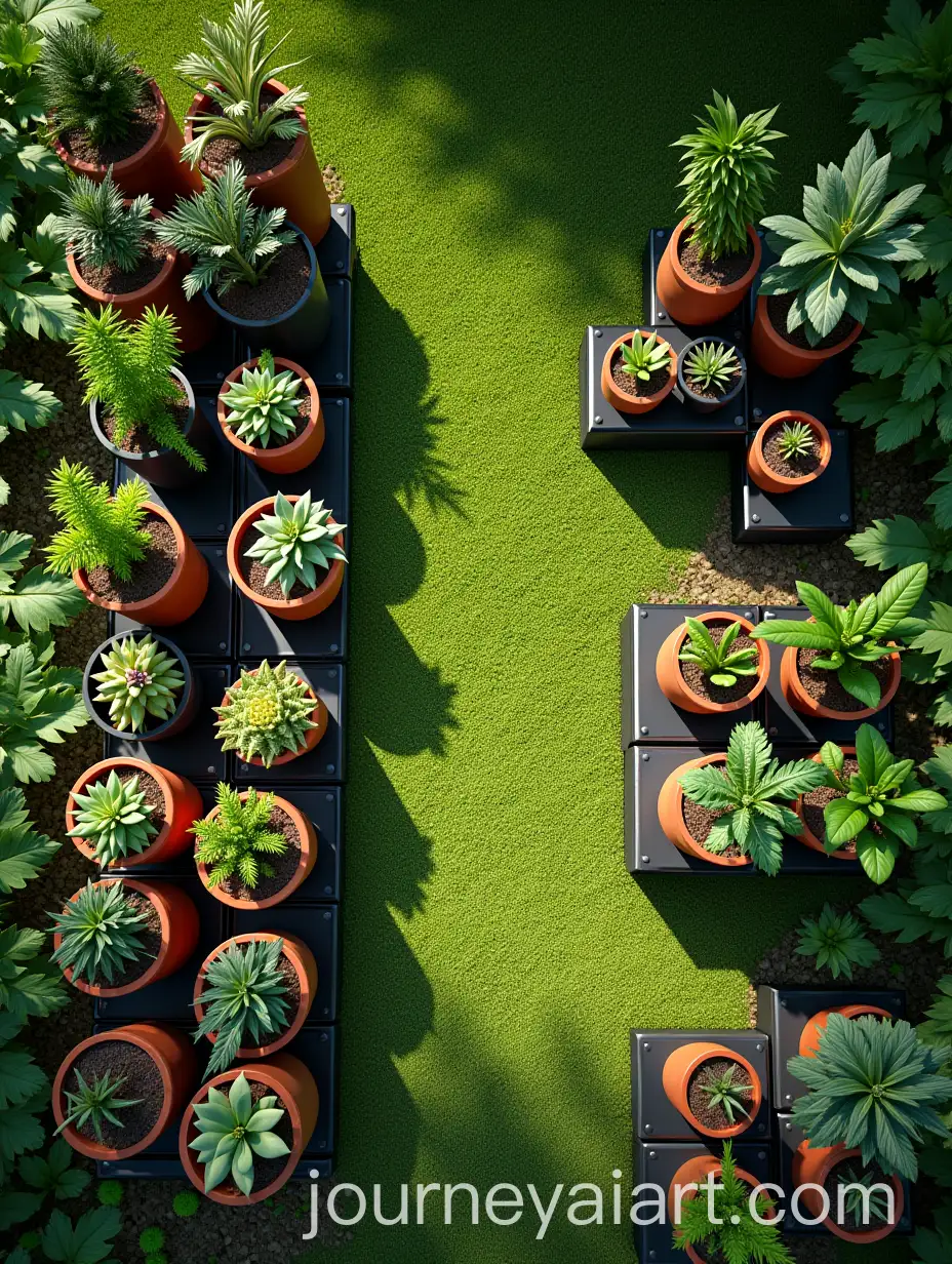Lush-Garden-with-a-VarietyAI-Image-Prompt-Expansion-of-Plant-Pots-and-Geometric-Racks-in-Soft-Natural-Light