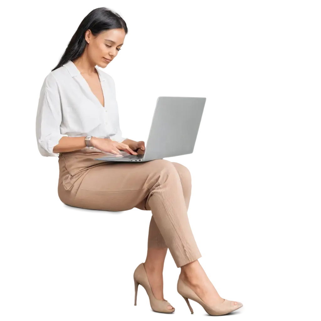 Professional-Marketing-Agency-Woman-Working-with-Laptop-PNG-Image-for-Clear-HighQuality-Digital-Content