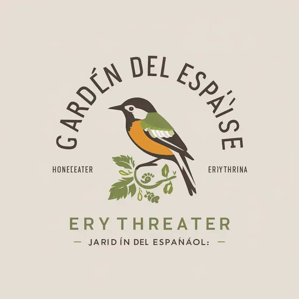 a vector logo design,with the text "Garden of Spanish", main symbol:Jardín del español, honeyeater, Erythrina,Moderate,clear background