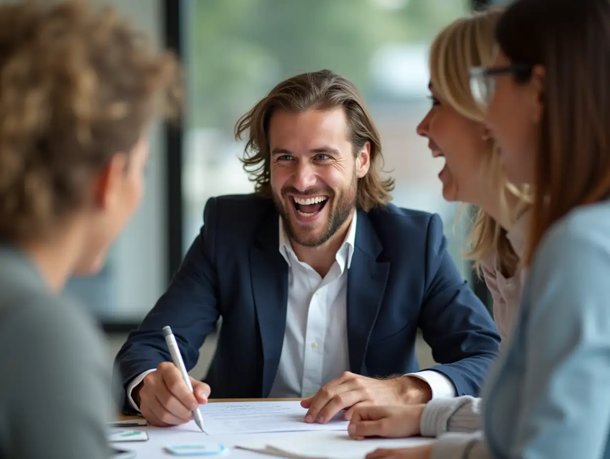 Silly, notes and eyes of business people in meeting with staff picture for social media in office. Employee, smile and creative employees with comedy, team building and fun in boardroom with photo