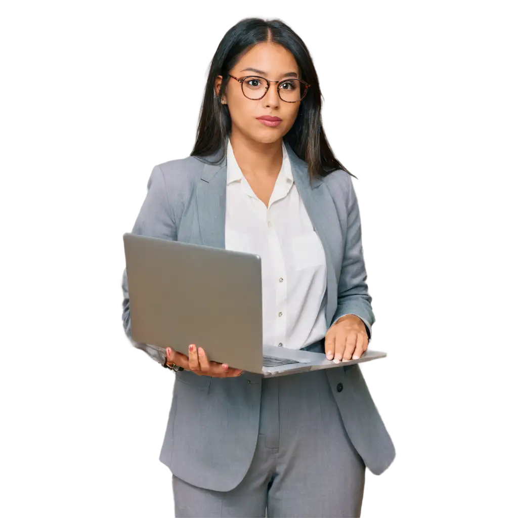 Confident-Professional-Woman-Working-on-Laptop-HighQuality-PNG-Image-for-Portfolio-Website-Hero-Section