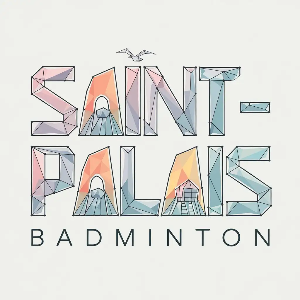 LOGO Design for SaintPalais Badminton LowPoly Aesthetic with Pastel Coastal Theme