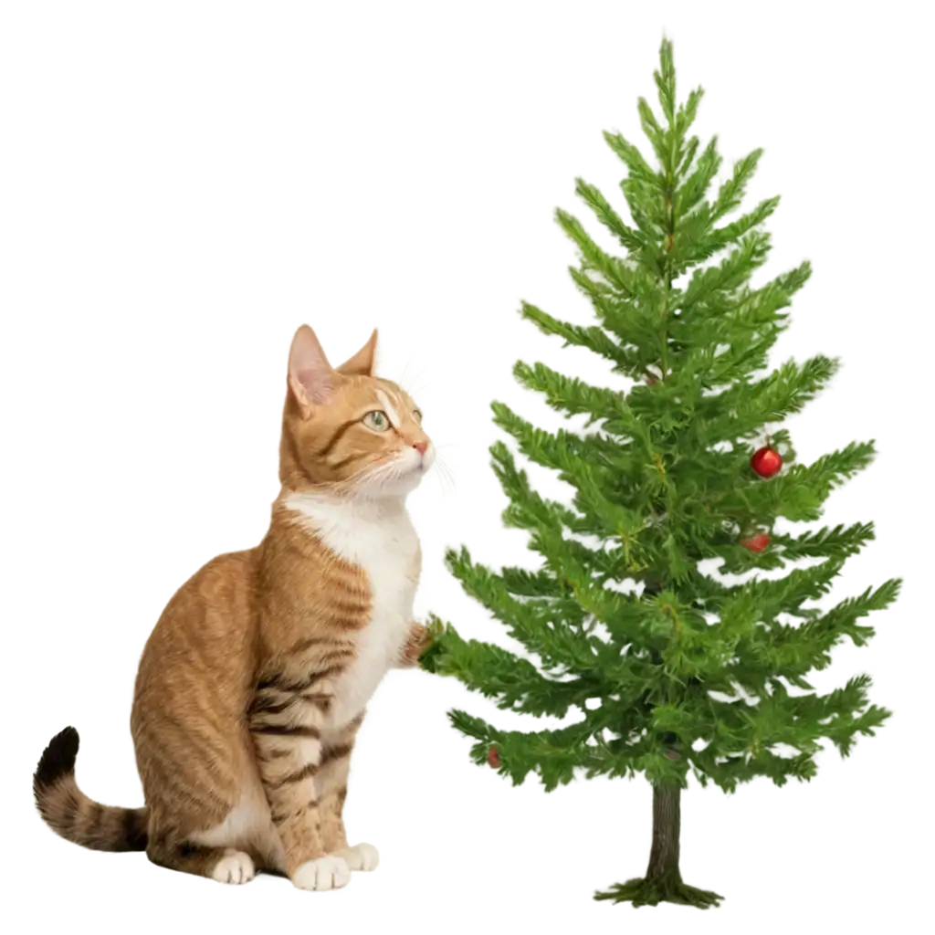 HighQuality-PNG-Image-of-a-Cat-with-a-Tree-for-Versatile-Usage