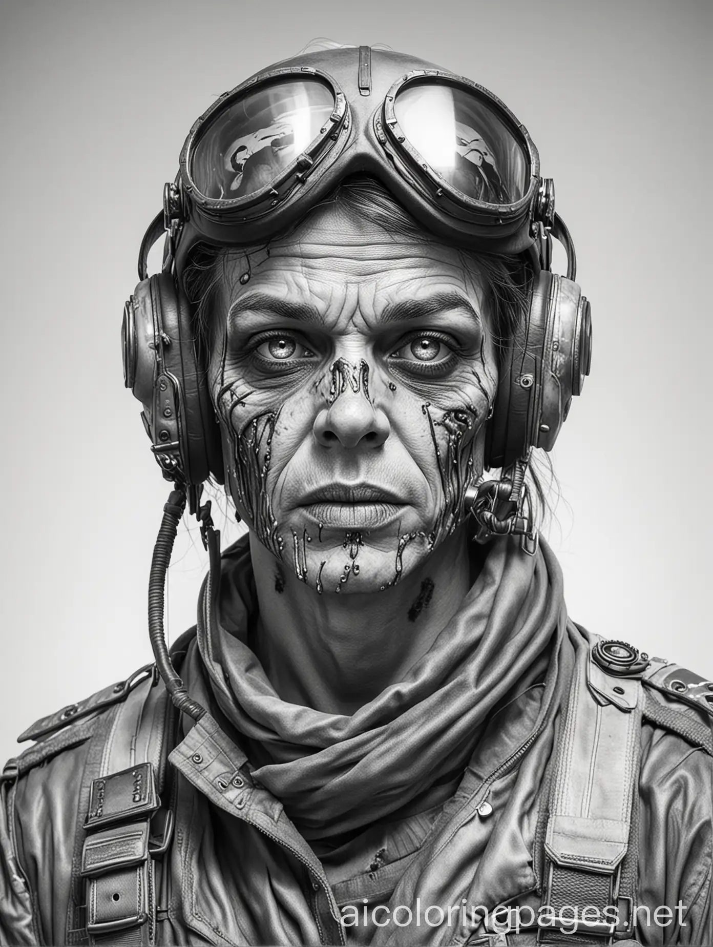 PostApocalyptic-Zombie-WWII-Army-Fighter-Pilot-Coloring-Page