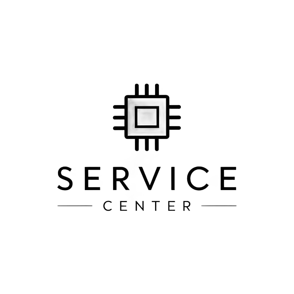 a logo design,with the text "Service center", main symbol:microchip,Minimalistic,be used in Technology industry,clear background