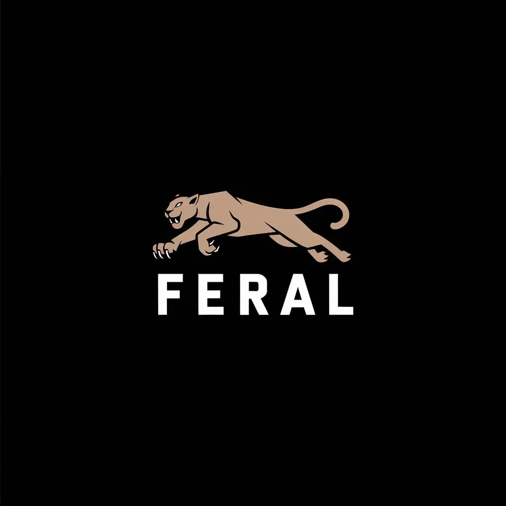 LOGO Design for FERAL Minimalistic Panther Jumping with Clawed Paw