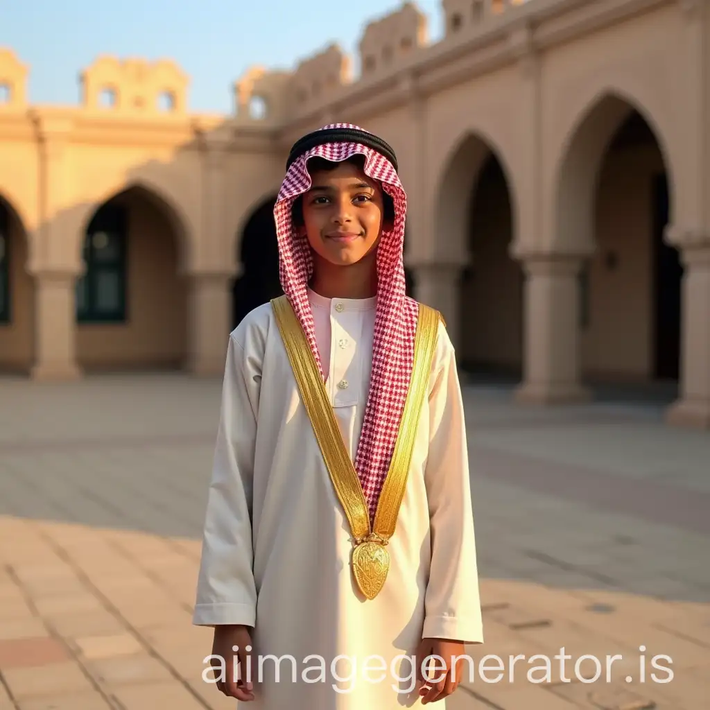 Omani-Boy-in-Traditional-Dishdasha-Celebrating-International-Day-of-Arabic-Language-at-School