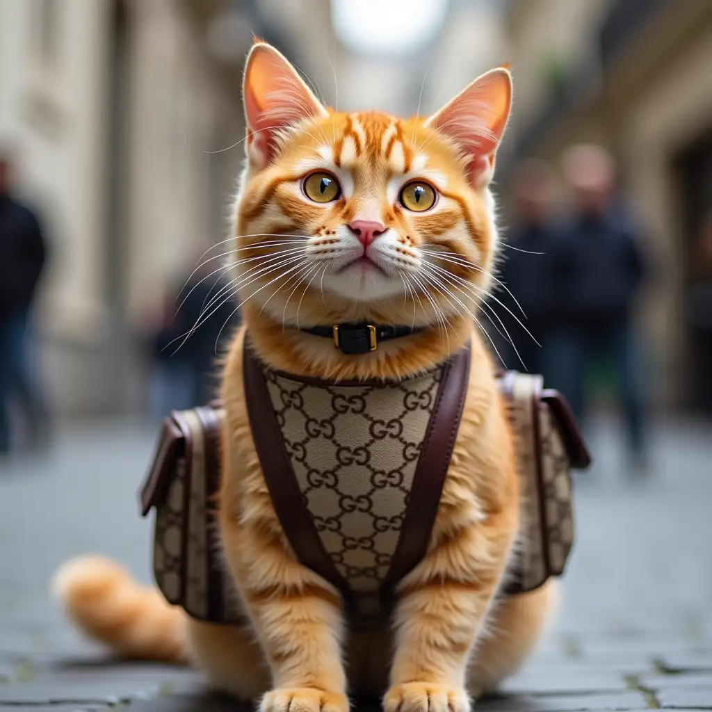 Orange-Cat-Wearing-Gucci-Backpack-in-Paris