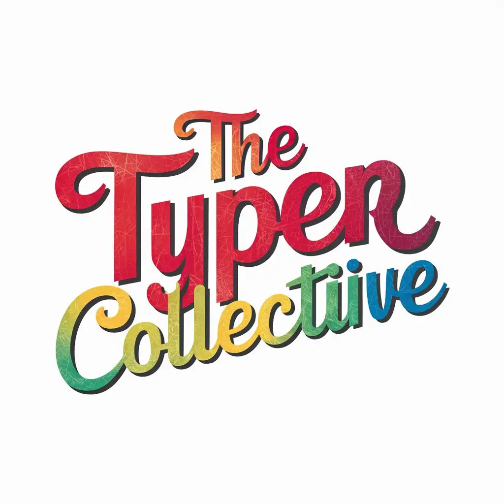 Colorful Text Logo Design The Typer Collective in Red Blue Yellow and Green Gradient