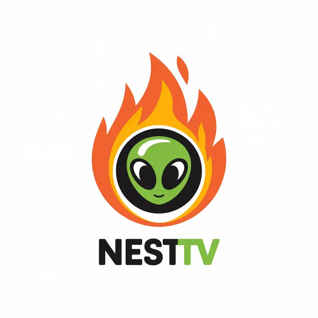 LOGO Design for NestTV Vector Logo with Fire and Space Nest Aliens Theme