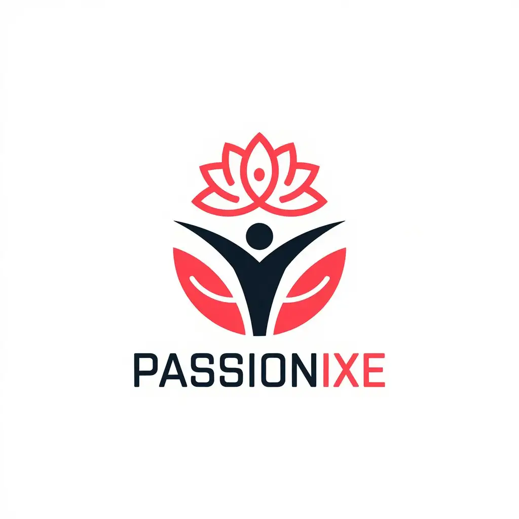 LOGO Design for Passionixe Vector Design with Lotus Symbol and RedBlack Color Scheme for Finance Industry