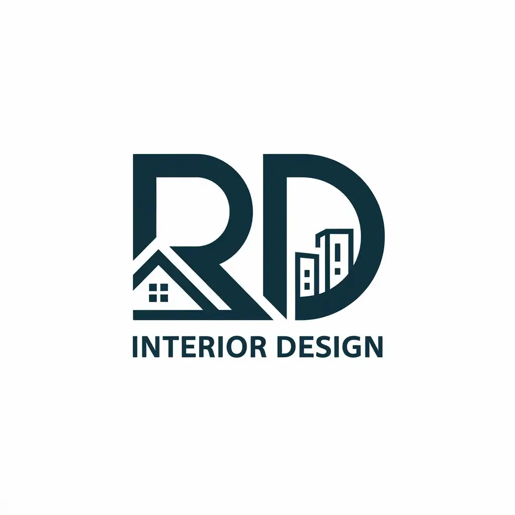 LOGO Design for RD Interior Design Vector with RD Letters House and Complex Theme for Home Family Industry