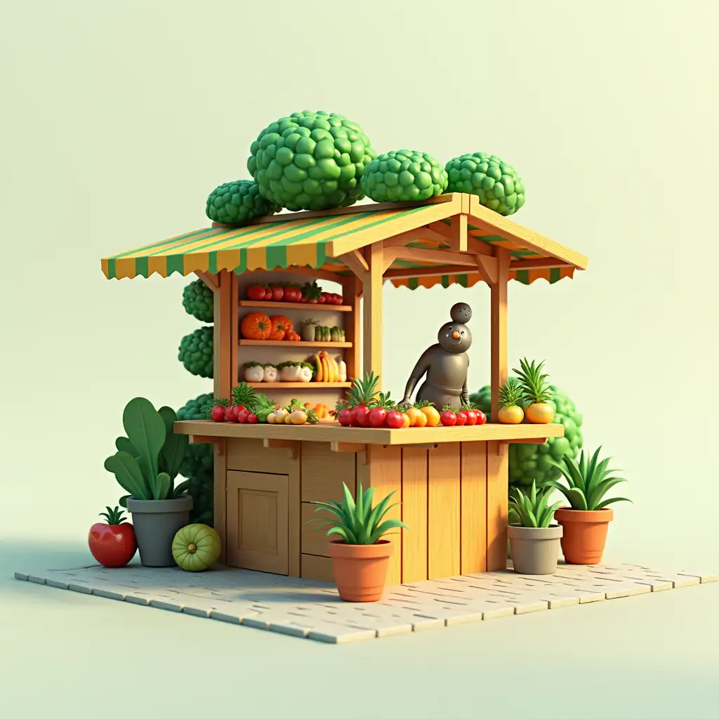 design a vegetable vending stall in 3 D for a company known as ZWIAB