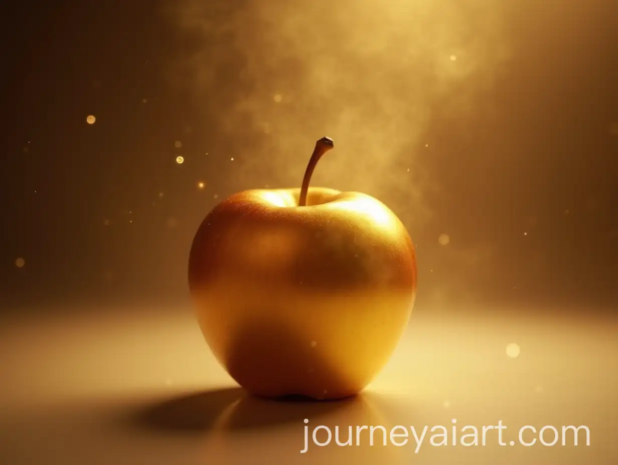 Golden-Glossy-Metallic-Apple-with-Mystical-Fog-and-Soft-Lighting