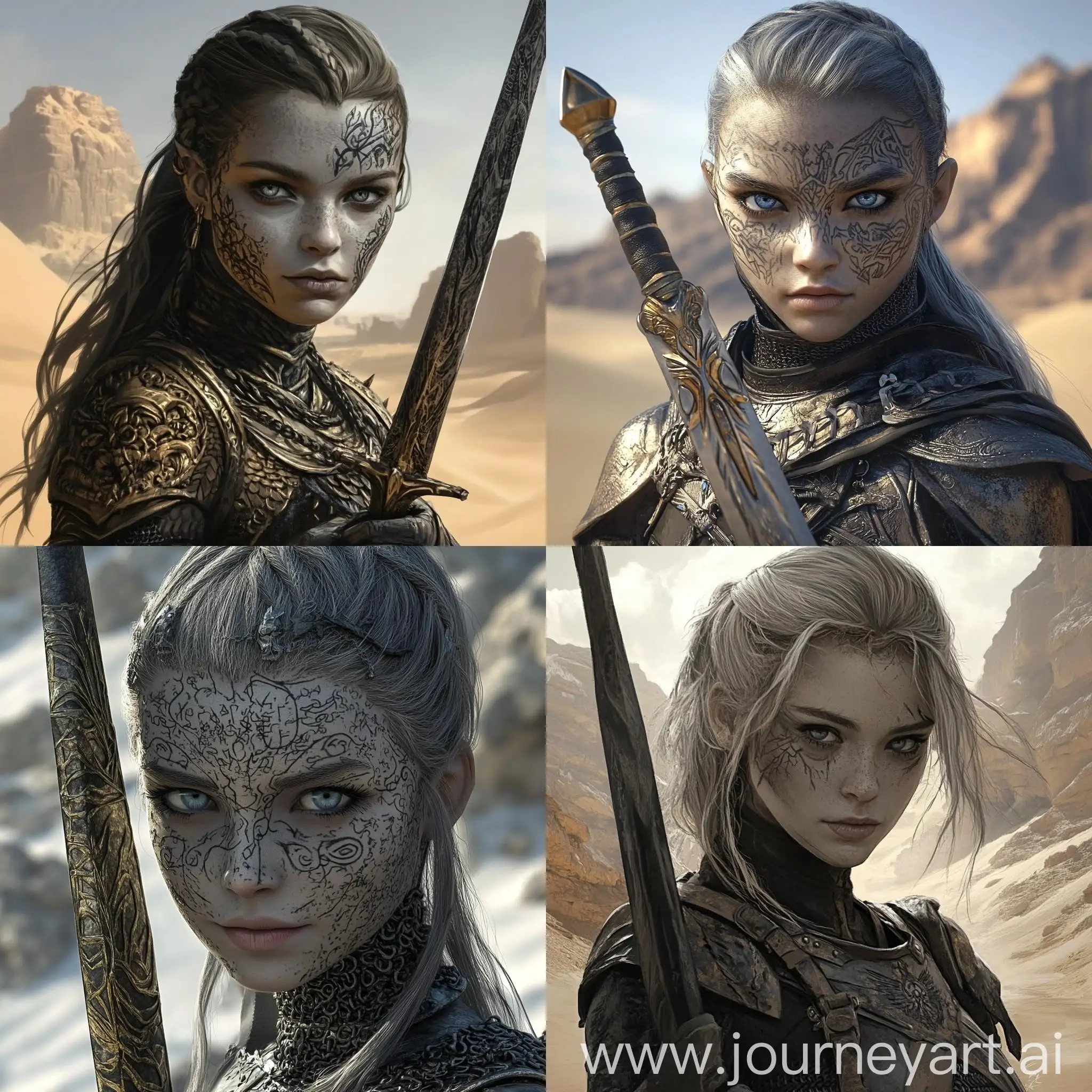 Fantasy-GreySkinned-Warrior-Girl-in-Desert-Mountains