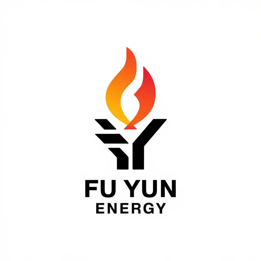 a vector logo design,with the text "Fu Yun Energy", main symbol:F and Y composed of flame,Moderate,be used in Technology industry,clear background