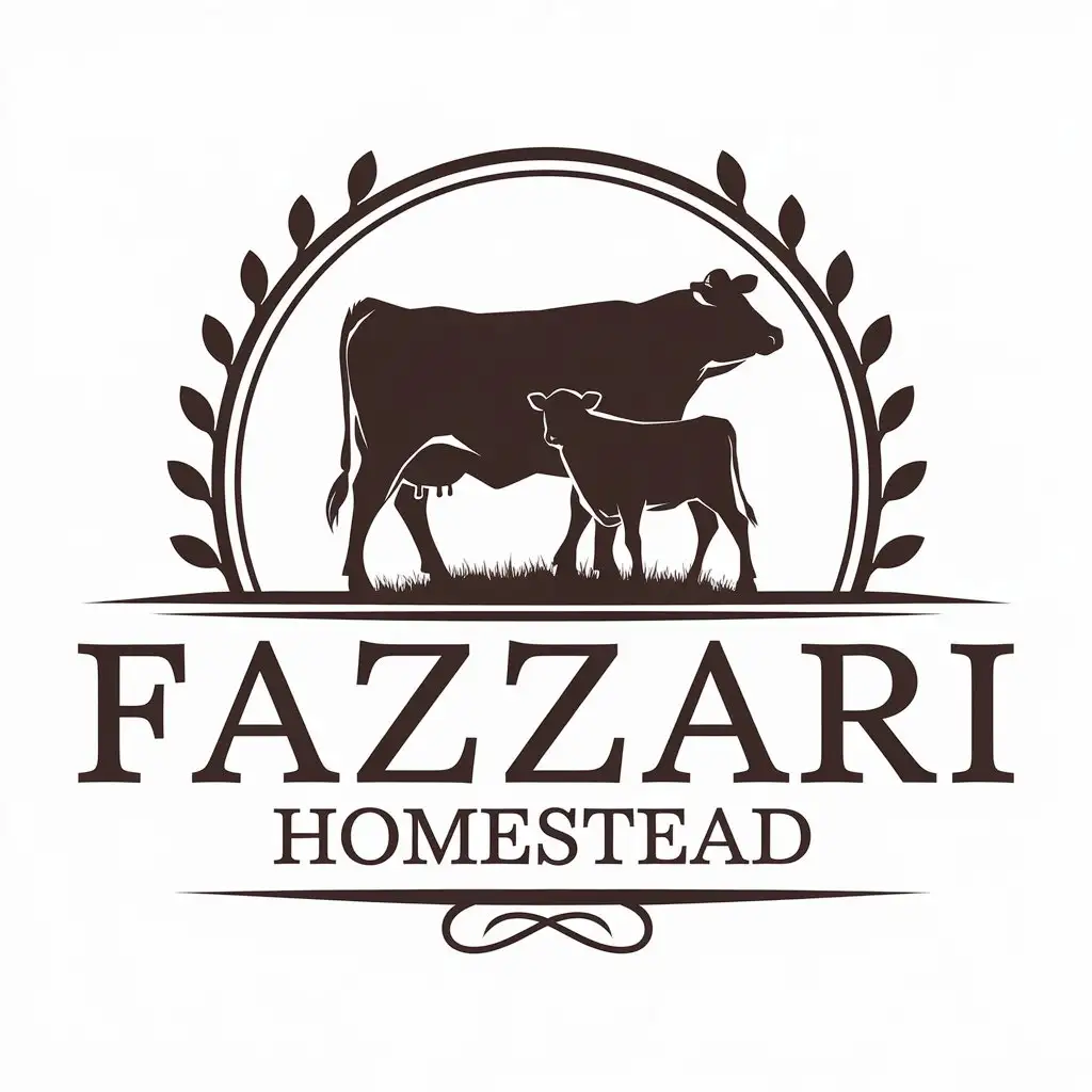 LOGO Design for Fazzari Homestead Cow and Calf Emblem with a Clear and Moderate Background