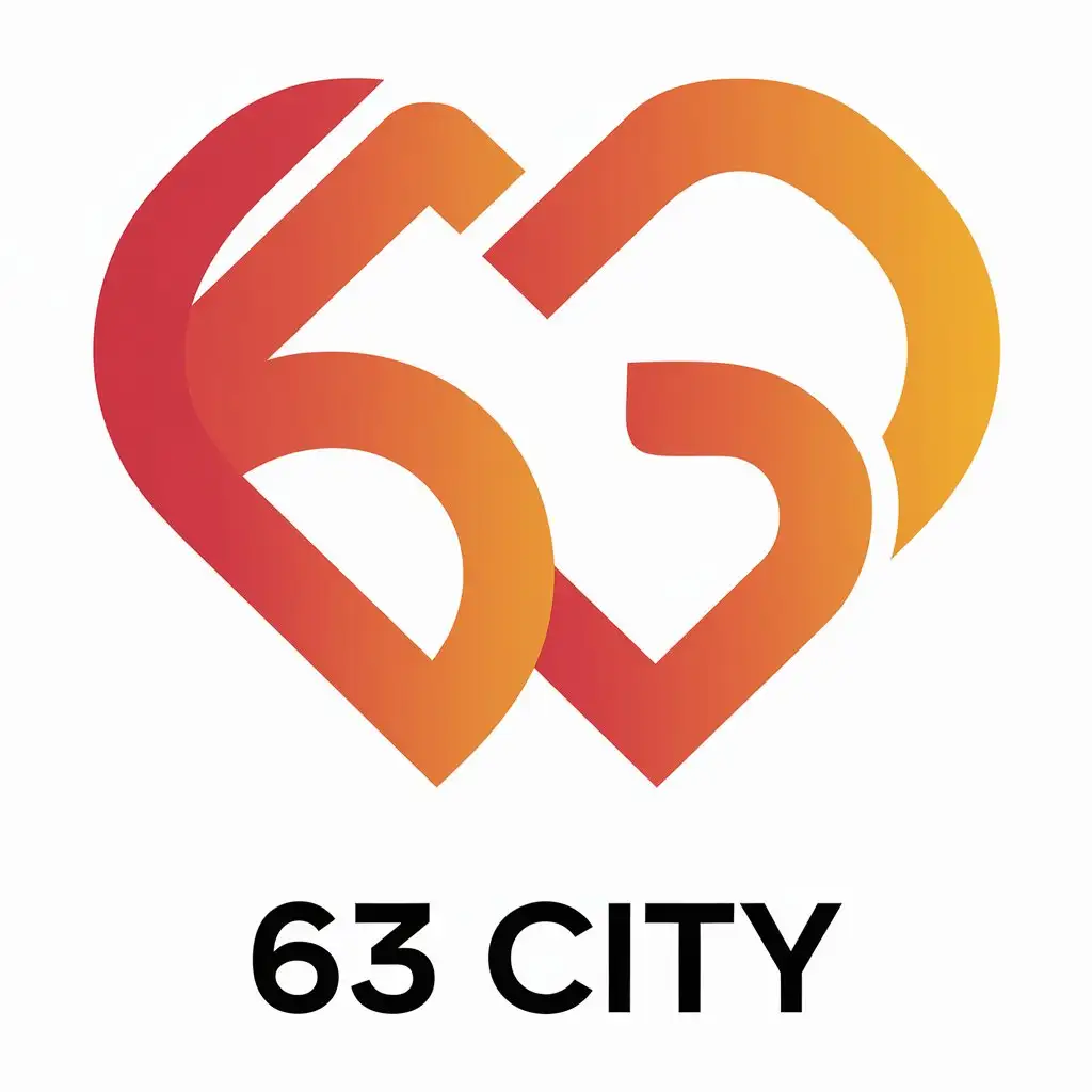 a vector logo design,with the text "63 city", main symbol:Serdce,Moderate,clear background