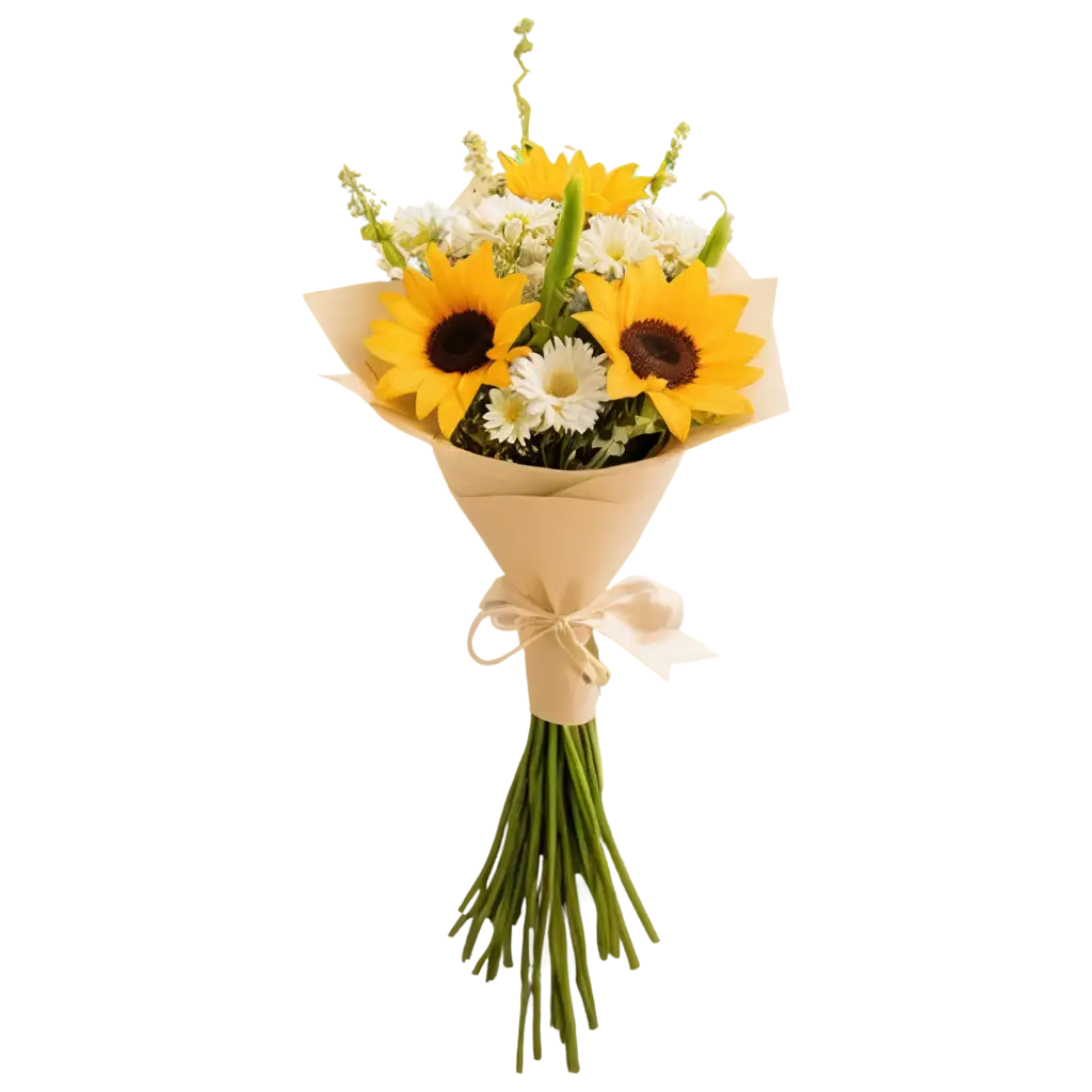 Fresh-and-Cute-Minimalist-Flower-Arrangement-PNG-Sunflower-Daisy-Yipso-SnowflakePNG-Image-Optimization-and-Yellow-Calla-Lily-in-Ivory-Paper
