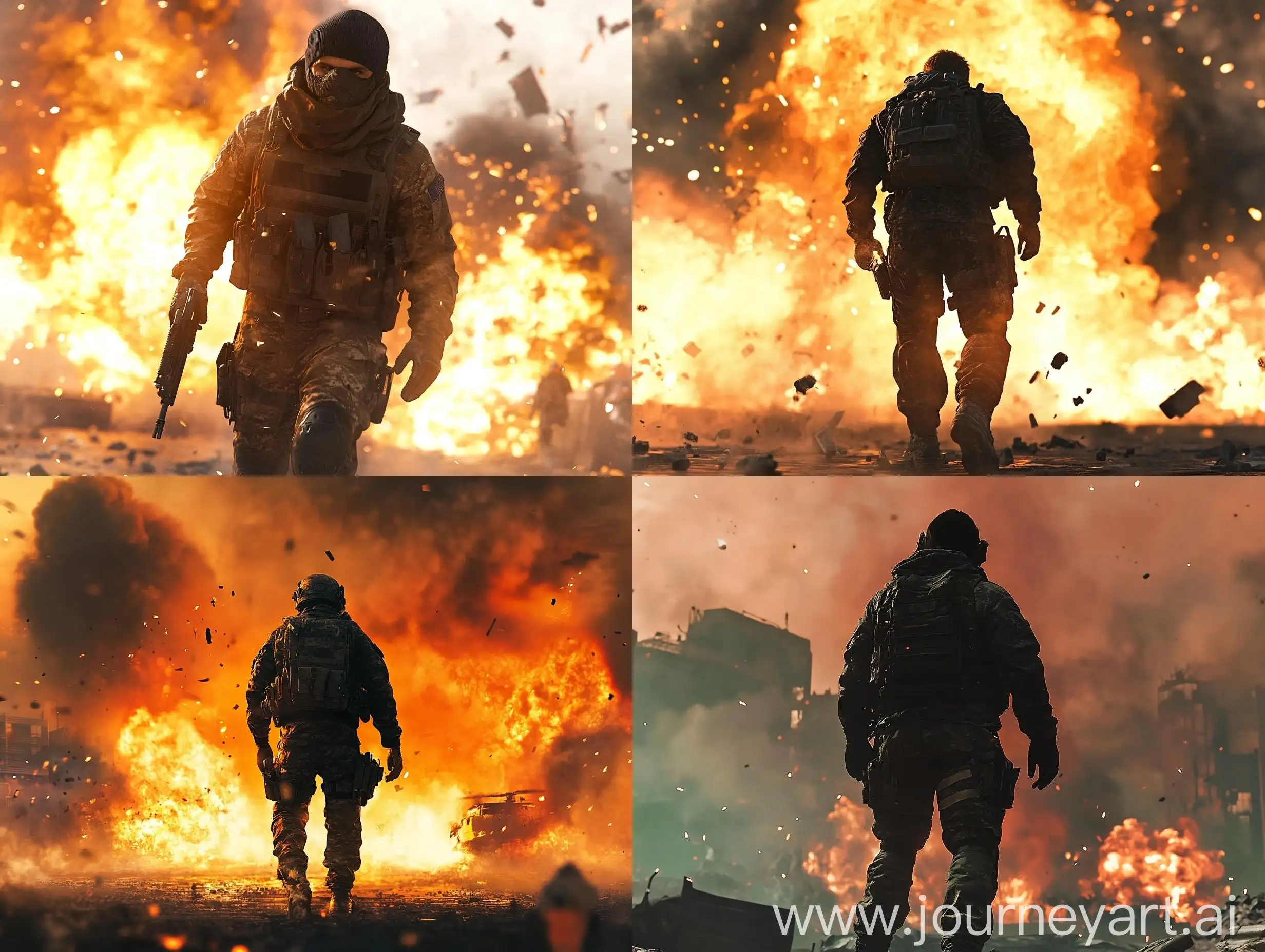 Intense-Warzone-Battle-Scene-with-Explosions-and-Commanding-Soldier