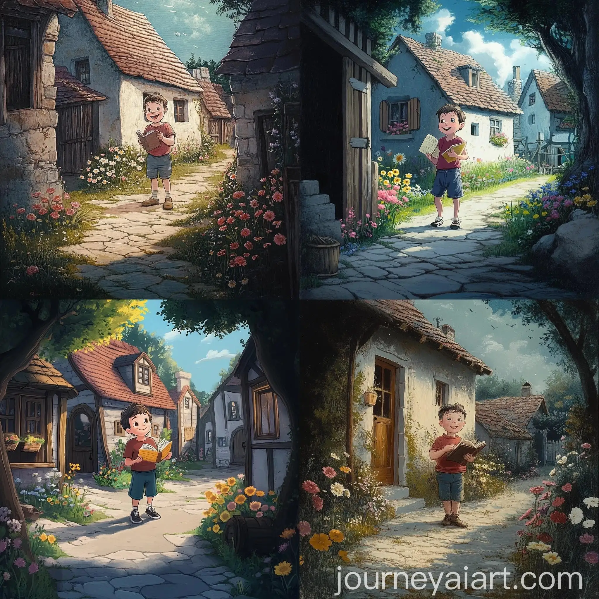 Peaceful-Village-Scene-with-Blooming-Flowers