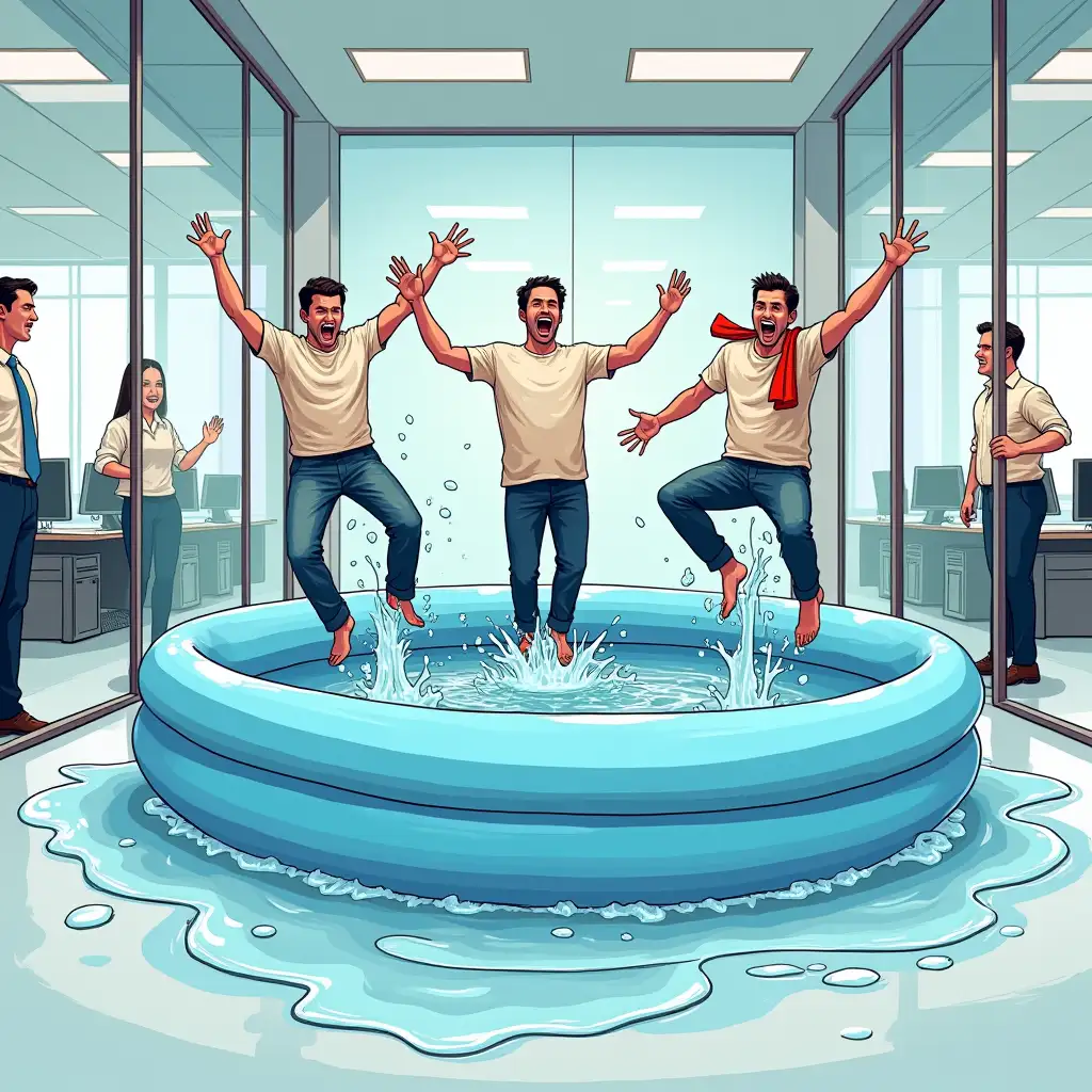 Exciting-Office-Pool-Mishap-with-Jumping-Men-and-Wet-Floors