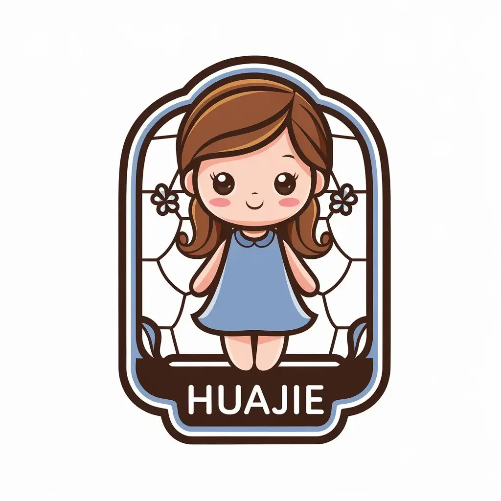 a vector logo design,with the text "huajie", main symbol:Girl full body, cute,complex,be used in Retail industry,clear background